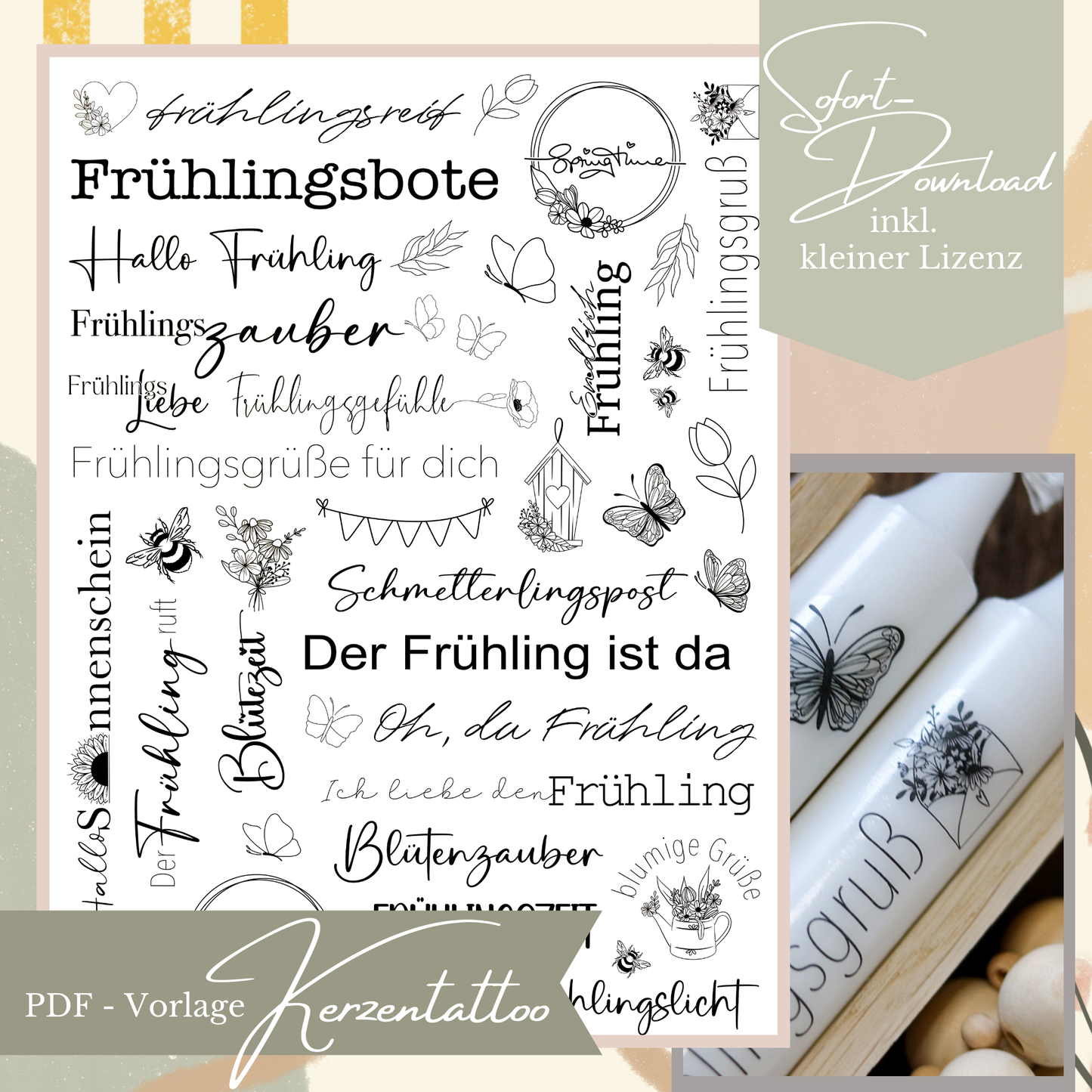 Kerzentattoo Frühling