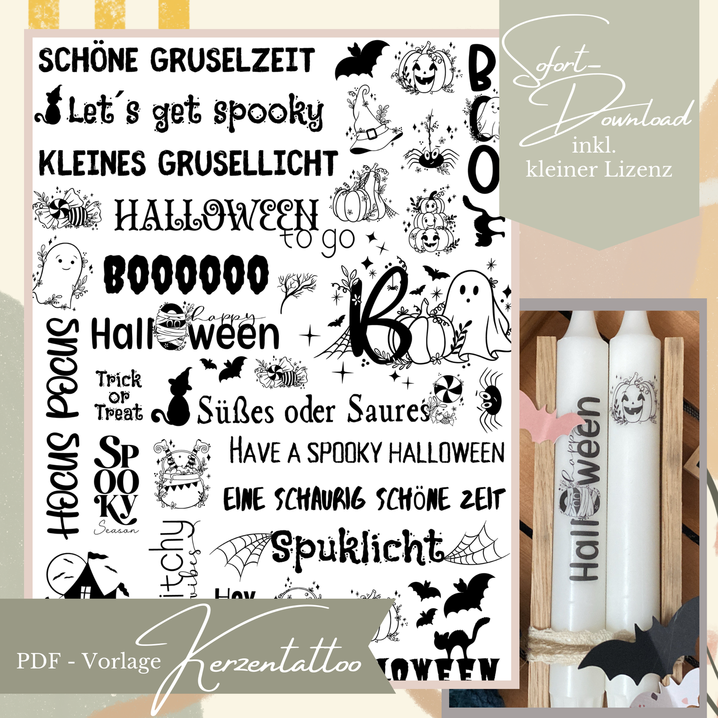 Süße Halloween Kerzentattoo