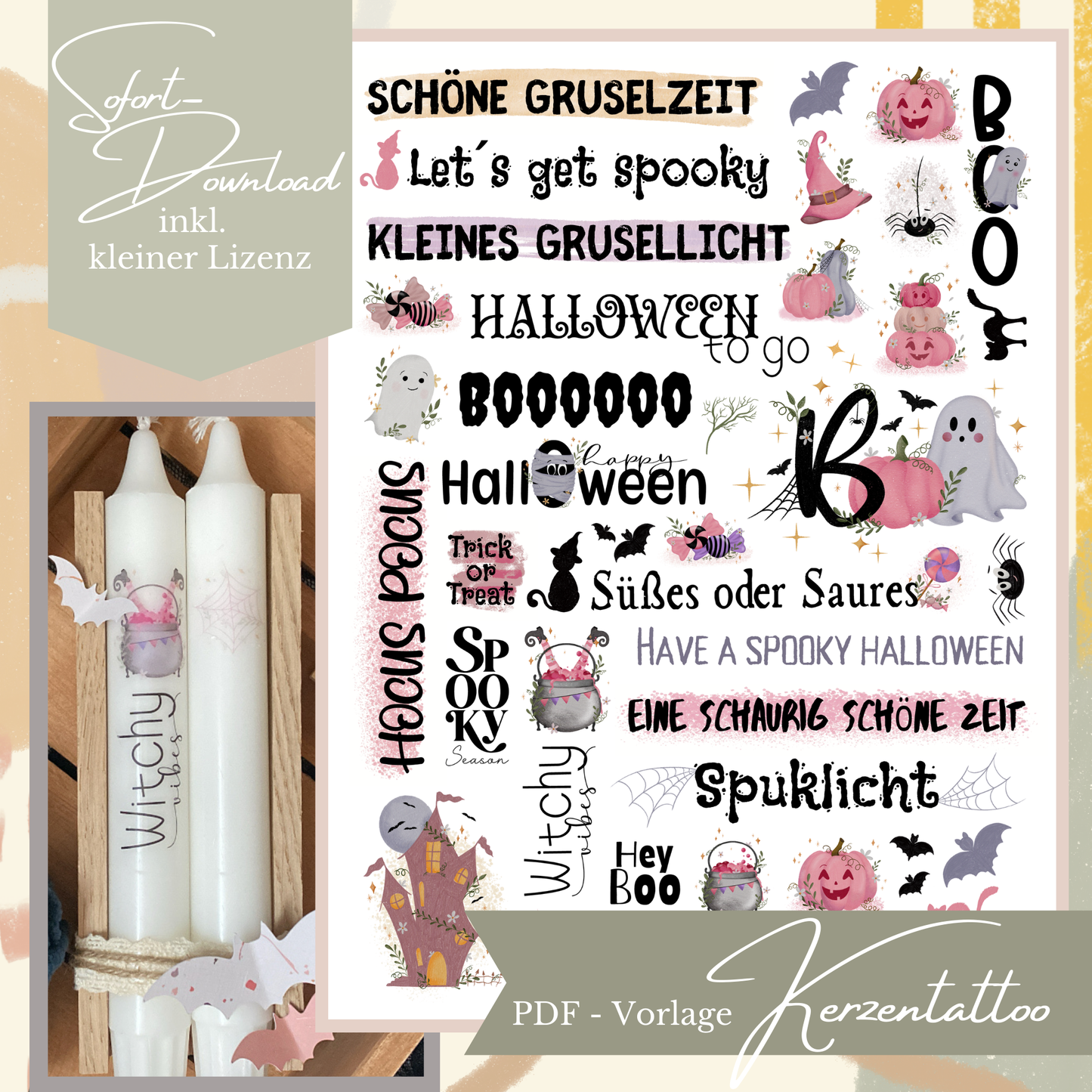 Süße Halloween Kerzentattoo