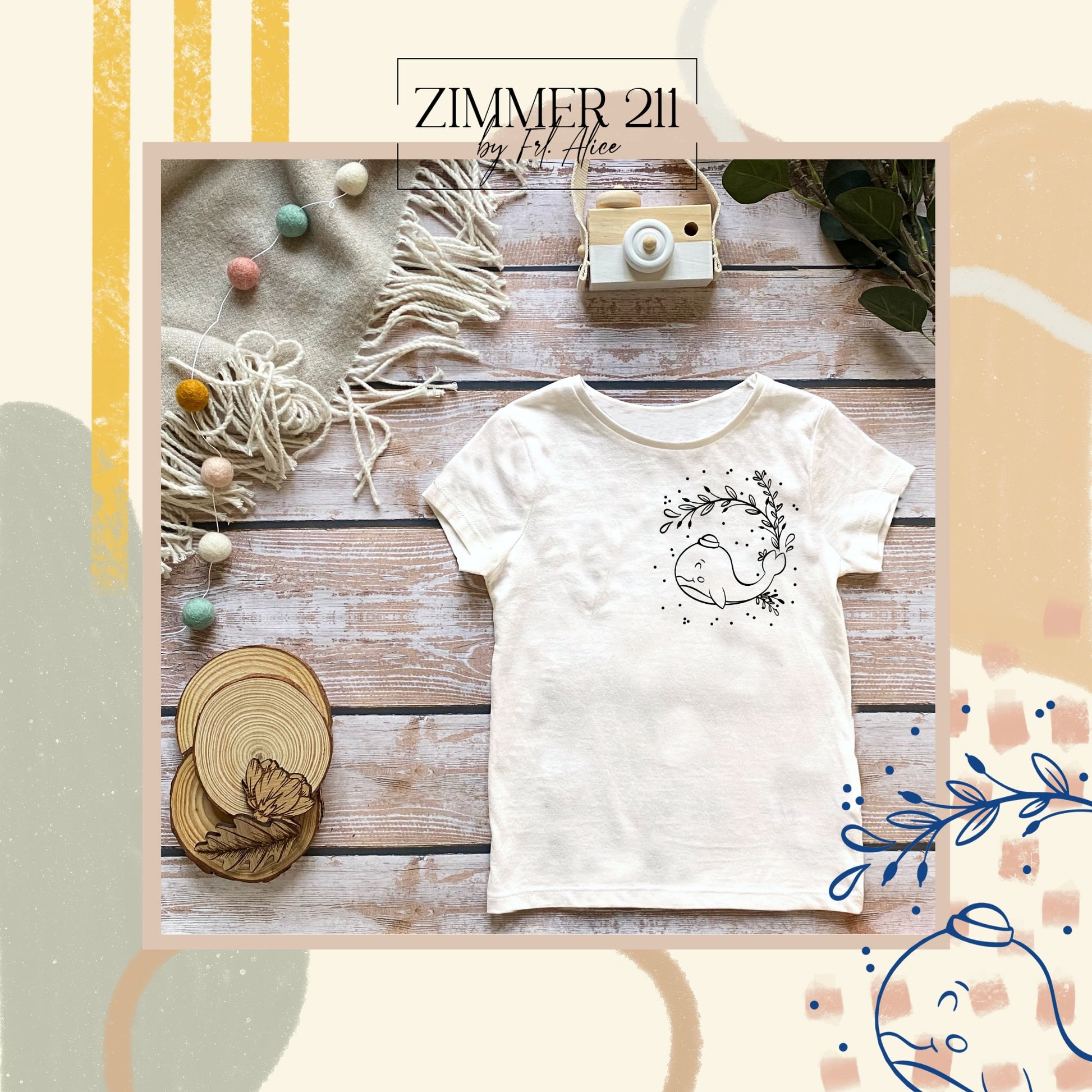 Weißes Kinder-T-Shirt mit Wal-Plotter-Design im Scandi-Stil maritime Babykleidung zimmer211